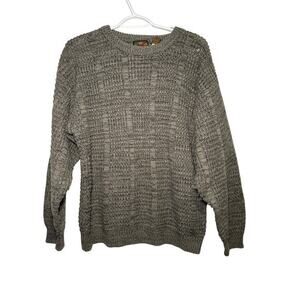 Saturdays vintage gray open knit sweater mens large retro preppy classic grandpa